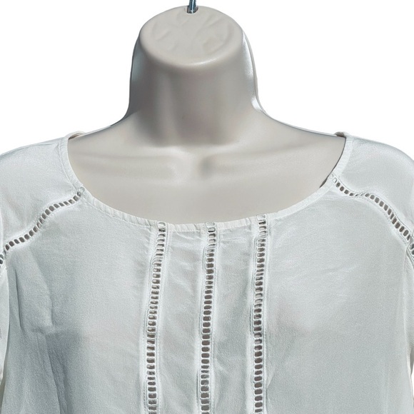 CLUB MONACO 100% Silk Blouse Long Sleeved Top White Small - Picture 4 of 7